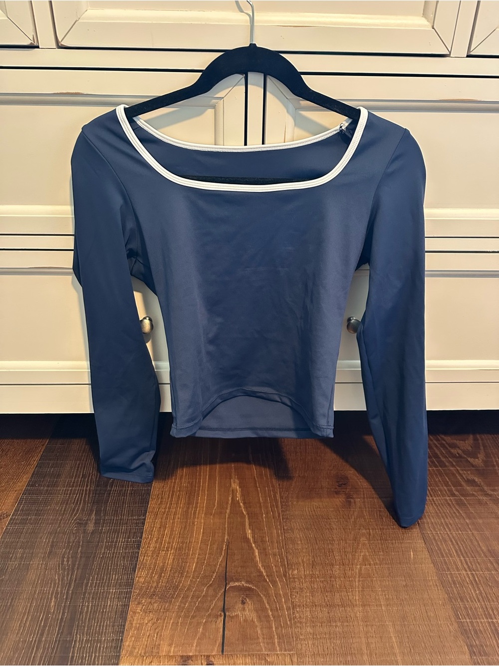 Navy Long-Sleeve Top and Pants with White Trim